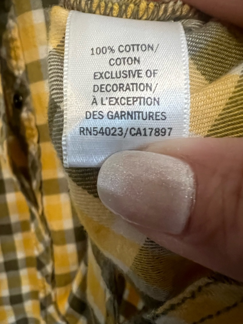 100% Cotton Old Navy Yellow and Gray Plaid Button-Down Shirt - Picture 5 of 8